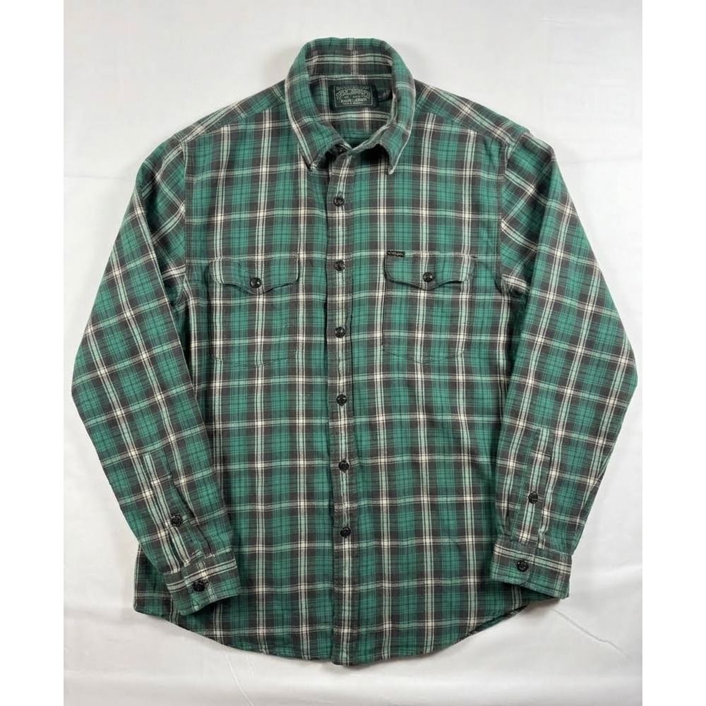 Polo Ralph Lauren Polo Country Flannel Work Shirt Plaid Green Black White Mens L